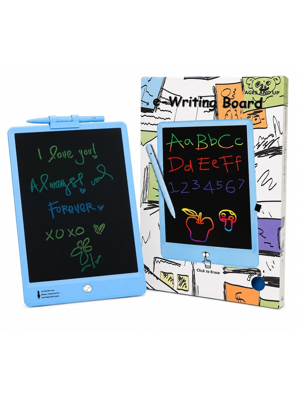 Writing Tablet 8.5” Color Drawing Board Reusable Kids Learning Pad with Stylus